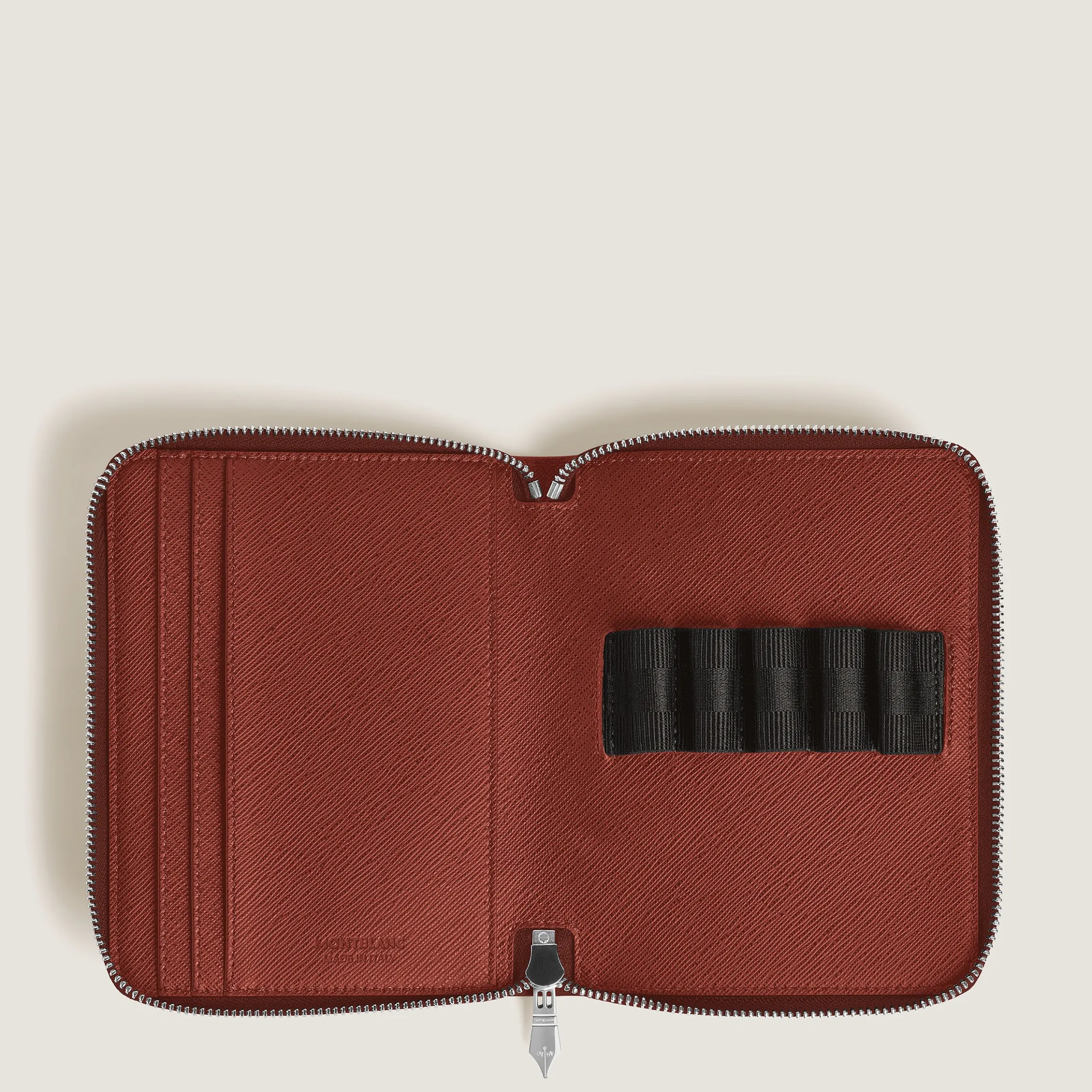 Astuccio con Cerniera per 5 Strumenti da Scrittura in Pelle Sartorial