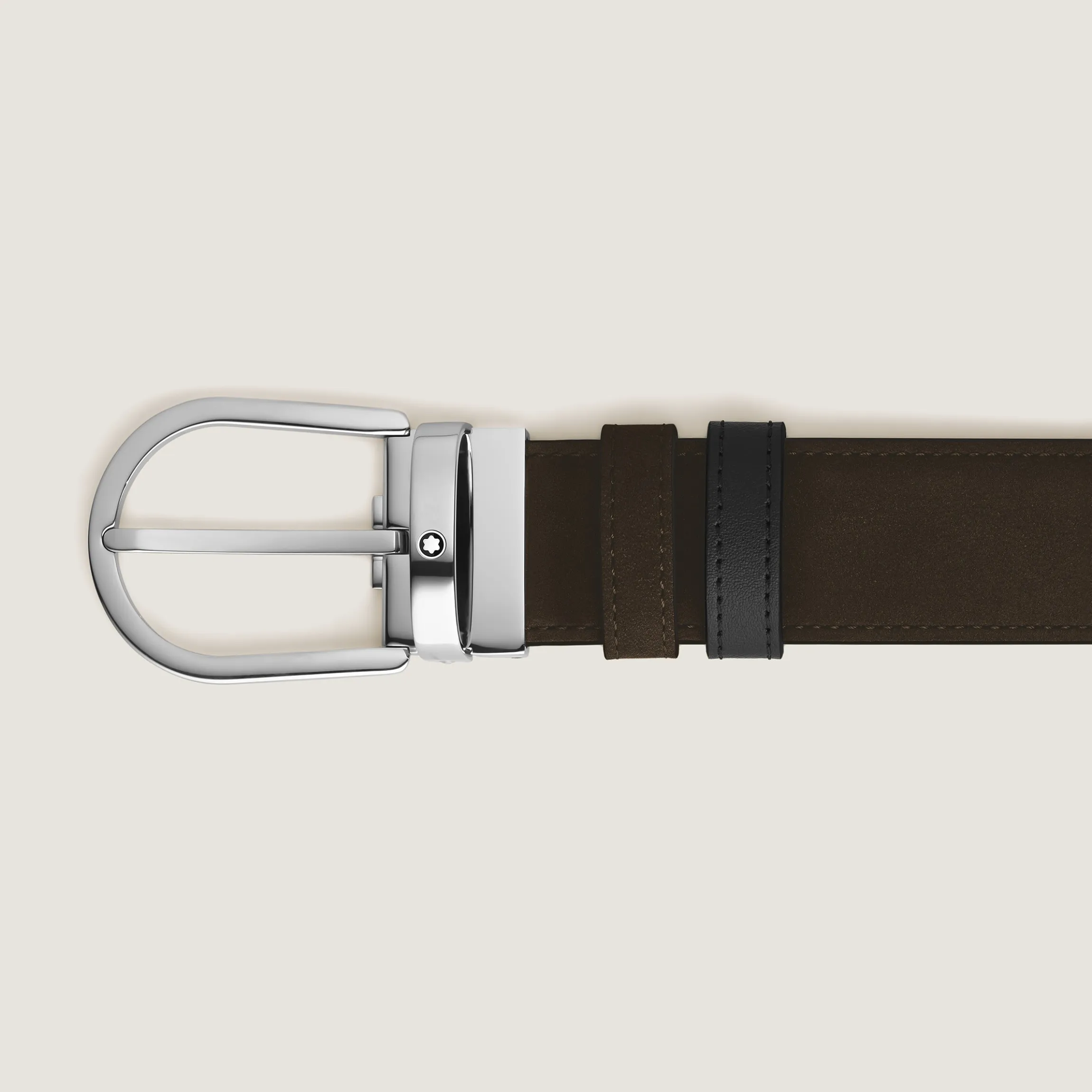 Cintura Horseshoe Reversibile 35 mm in Suede