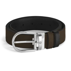 Cintura Horseshoe Reversibile 35 mm in Suede