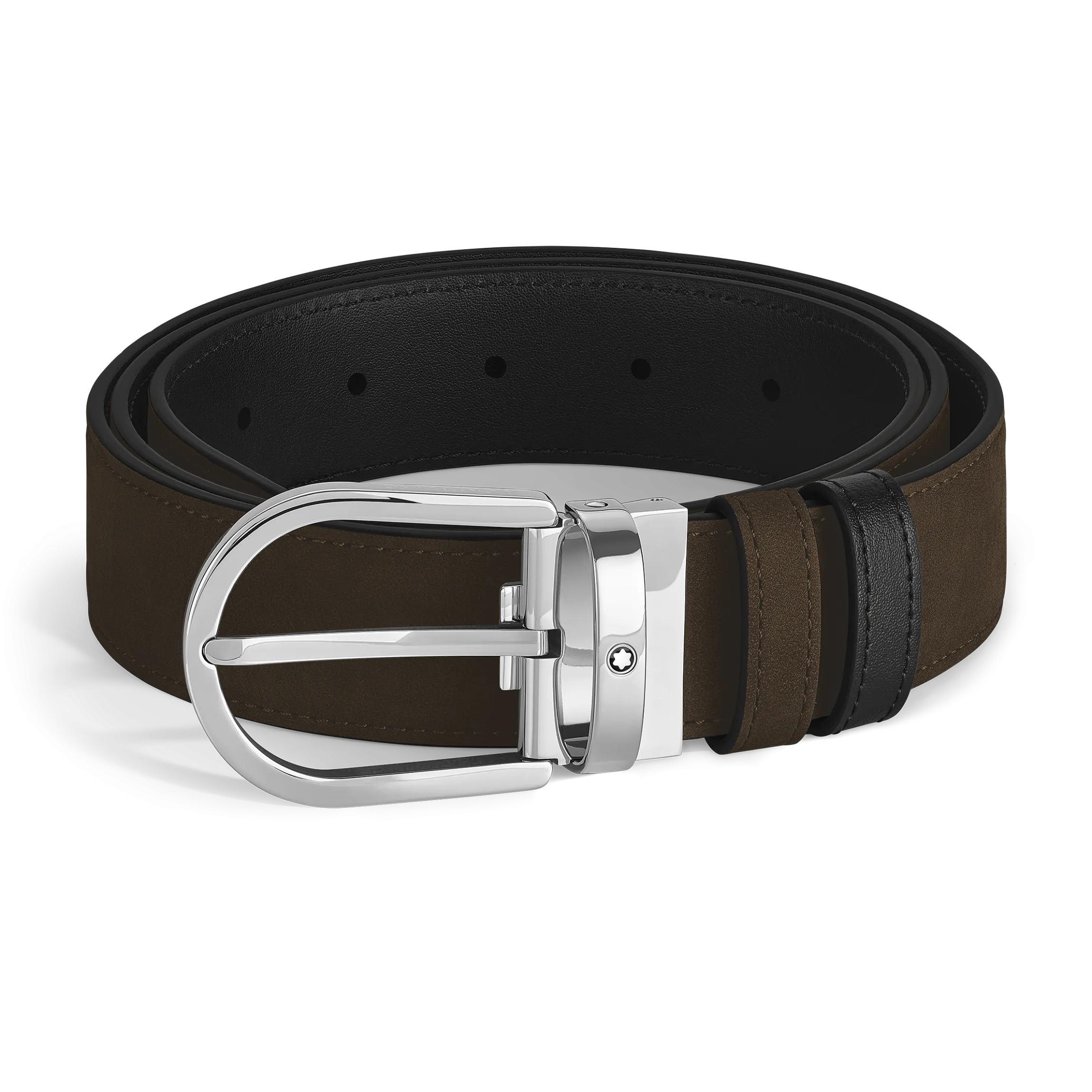 Cintura Horseshoe Reversibile 35 mm in Suede