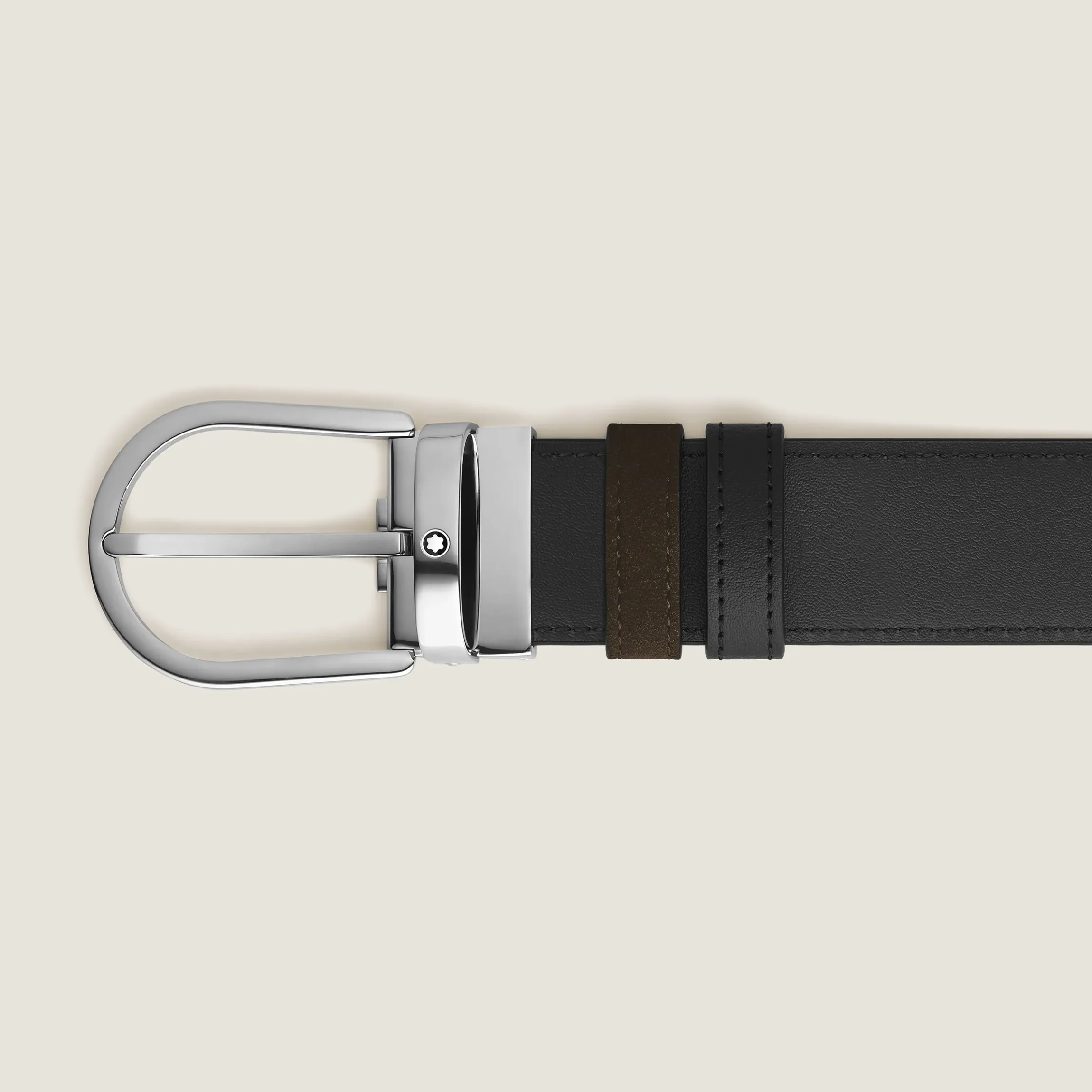 Cintura Horseshoe Reversibile 35 mm in Suede