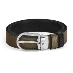 Cintura Reversibile Horseshoe 30 mm in Pelle con Grana