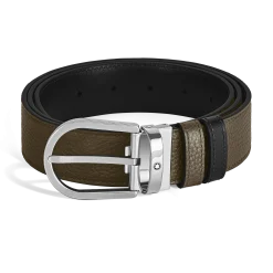 Cintura Reversibile Horseshoe 35 mm in Pelle con Grana