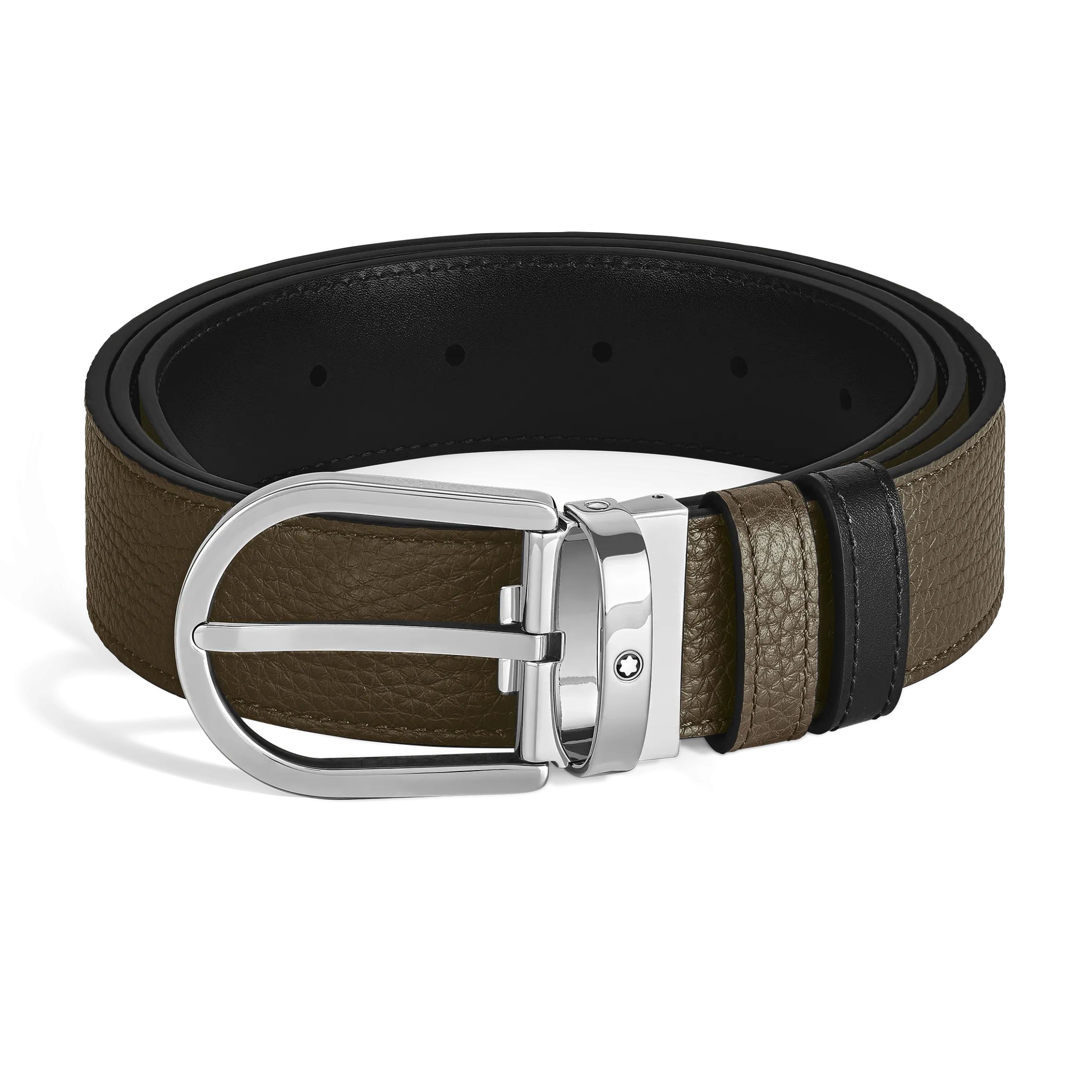 Cintura Reversibile Horseshoe 35 mm in Pelle con Grana