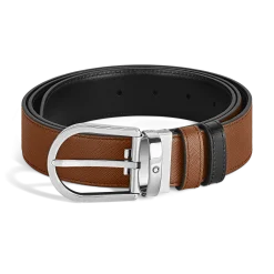 Cintura Reversibile Horseshoe 35 mm in Pelle Sartorial