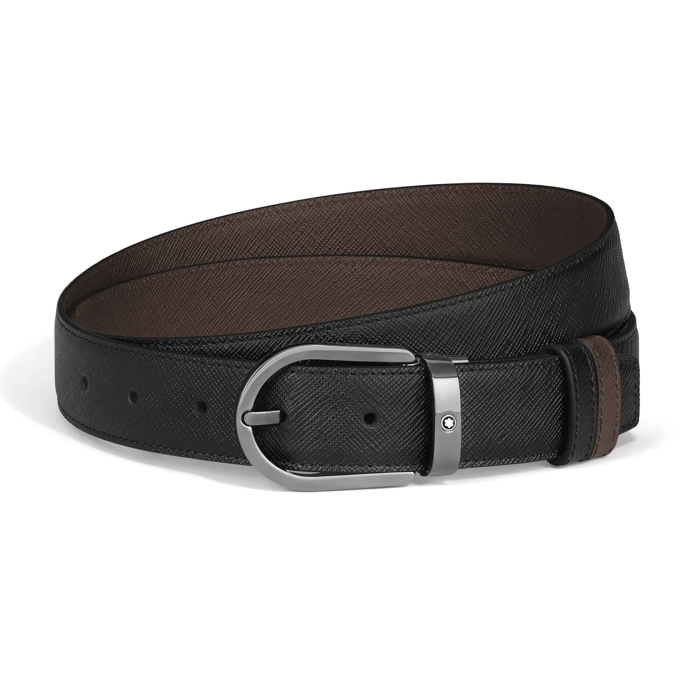 Cintura Reversibile 30 mm A Ferro di Cavallo in Pelle Sartorial