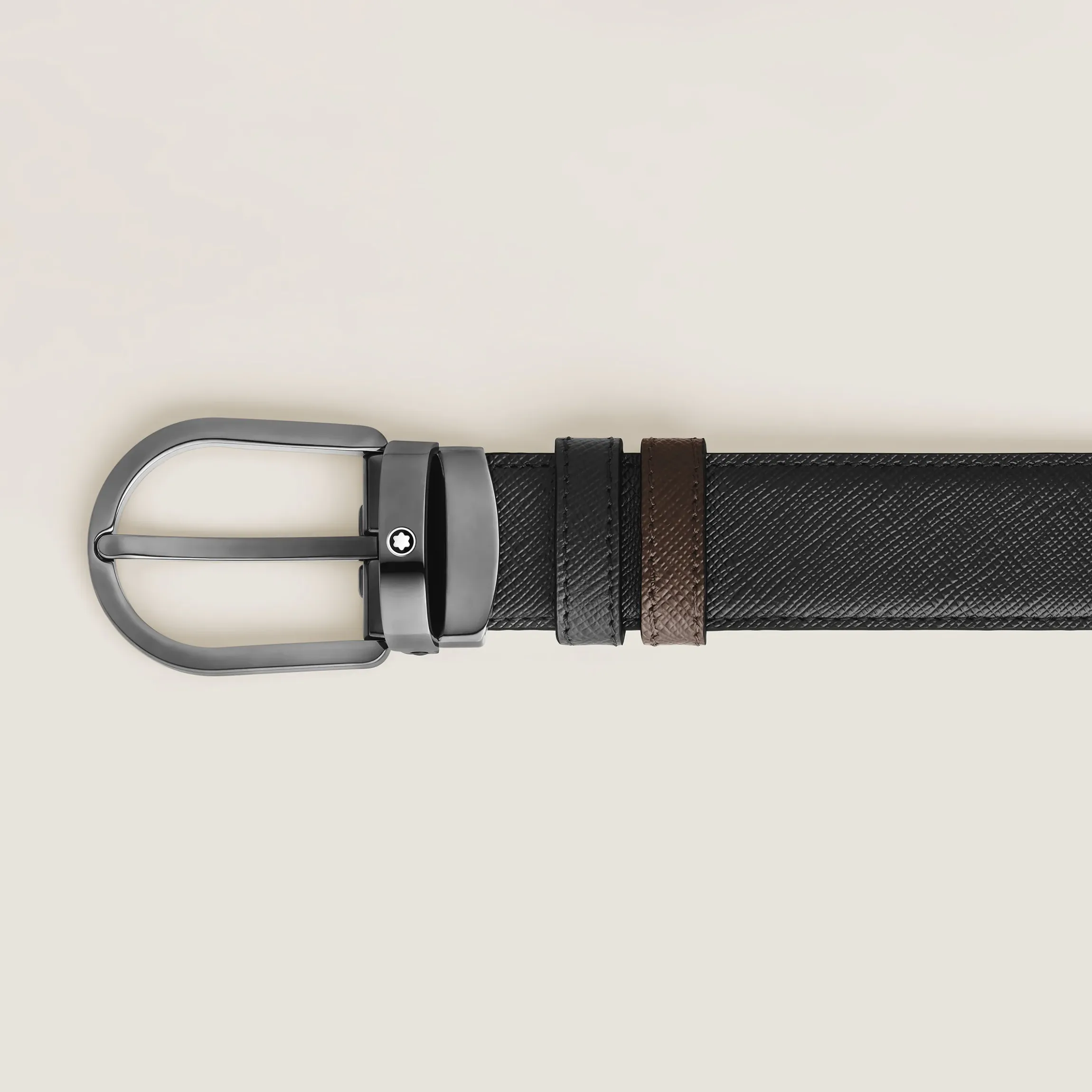 Cintura Reversibile 30 mm A Ferro di Cavallo in Pelle Sartorial