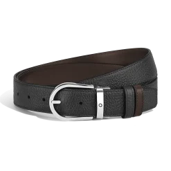 Cintura Reversibile 35 mm A Ferro di Cavallo in Pelle Granulata