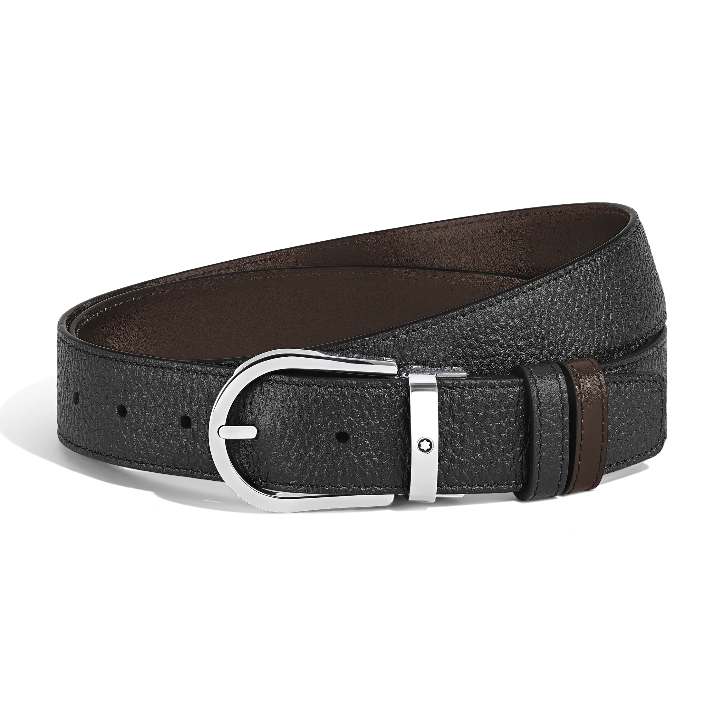 Cintura Reversibile 35 mm A Ferro di Cavallo in Pelle Granulata