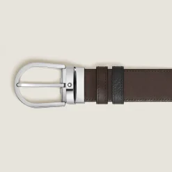 Cintura Reversibile 35 mm A Ferro di Cavallo in Pelle Granulata