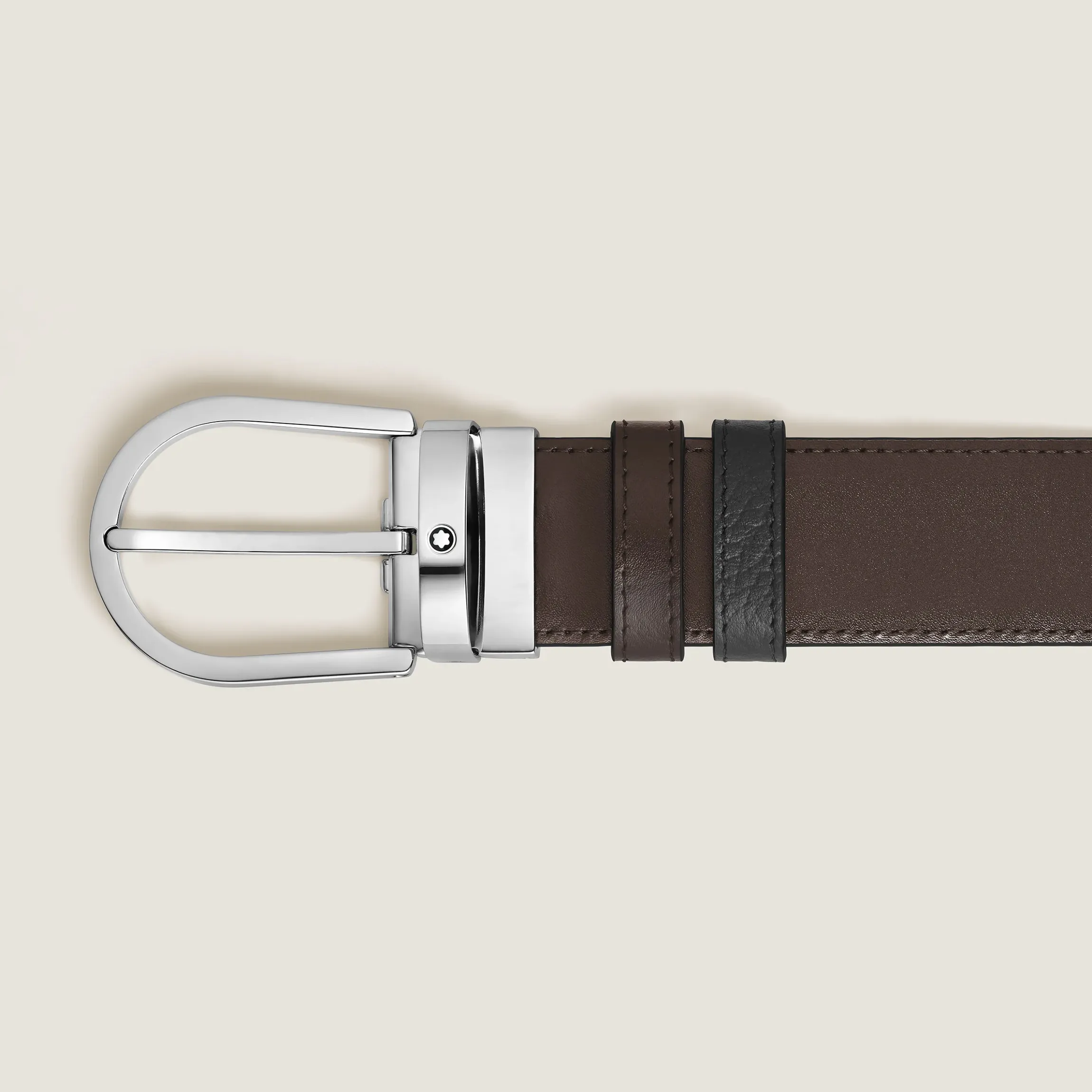Cintura Reversibile 35 mm A Ferro di Cavallo in Pelle Granulata