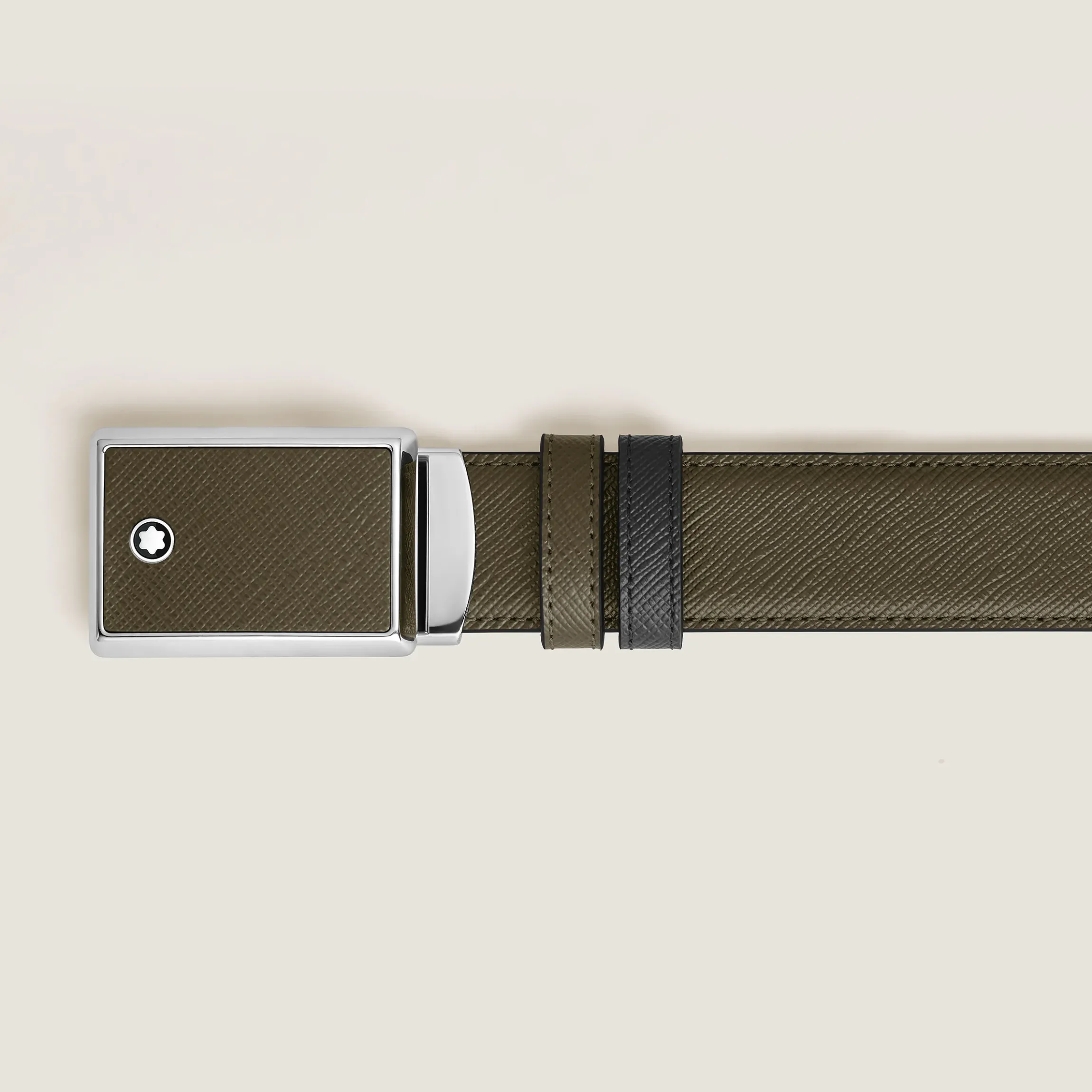 Cintura Reversibile 30 mm Con Targhetta con Intarsi in Pelle Sartorial