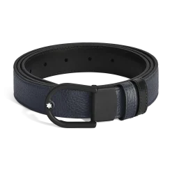 Cintura reversibile 30 mm in pelle nero blu/nera con fibbia a ferro di cavallo