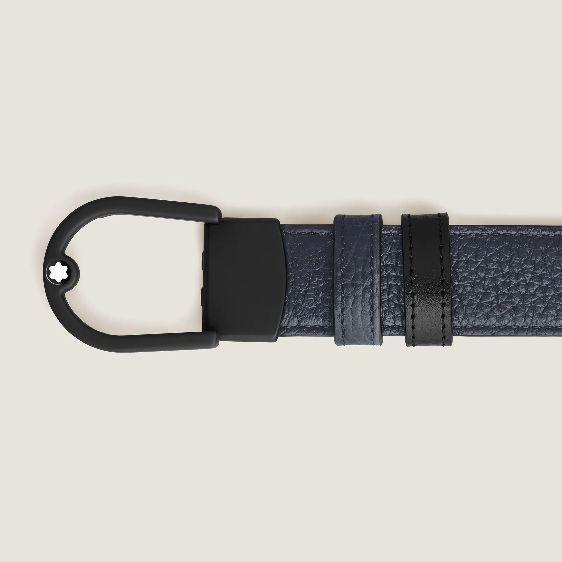 Cintura reversibile 30 mm in pelle nero blu/nera con fibbia a ferro di cavallo