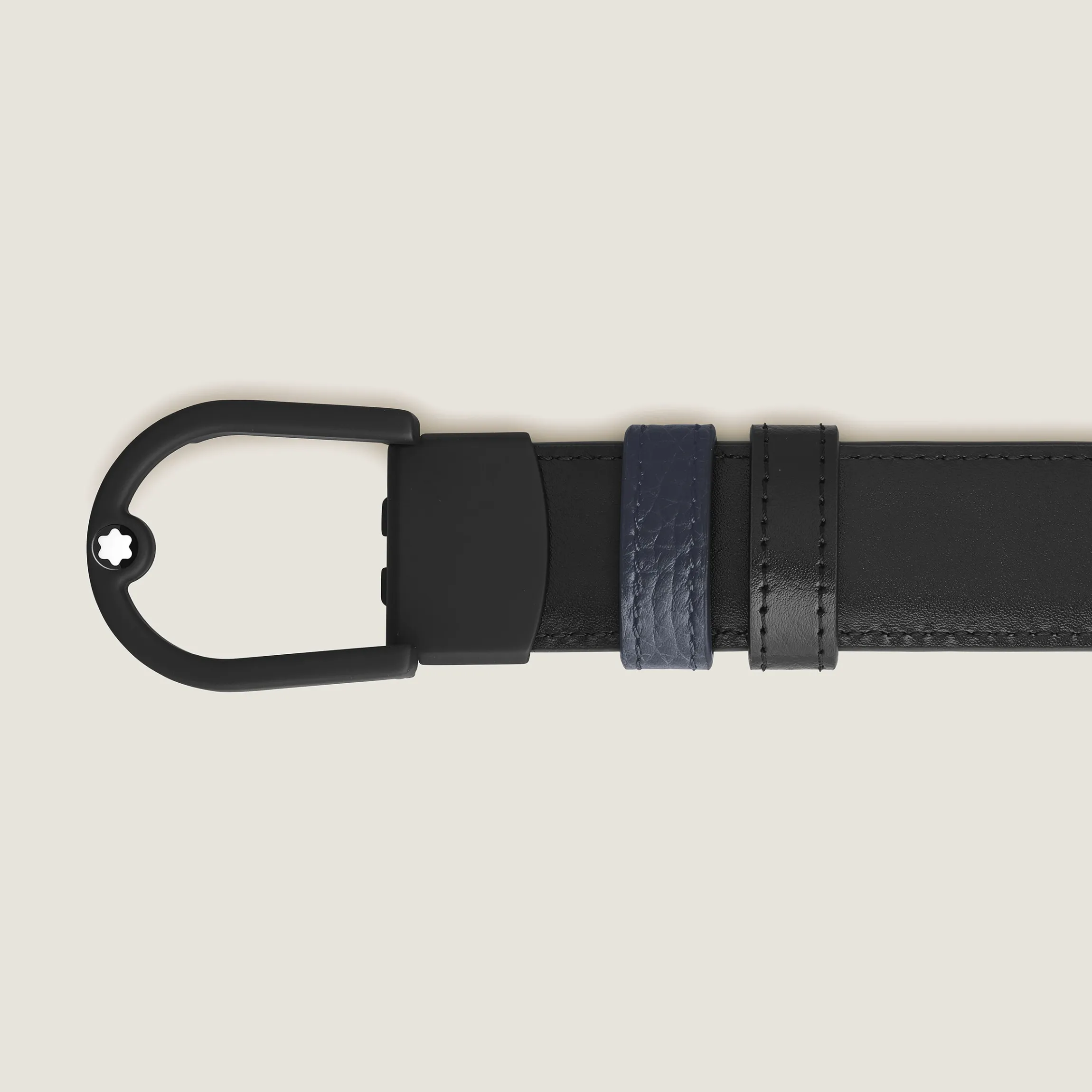 Cintura reversibile 30 mm in pelle nero blu/nera con fibbia a ferro di cavallo