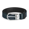 Cintura reversibile 30 mm in pelle blu velluto/nera con fibbia a ferro di cavallo