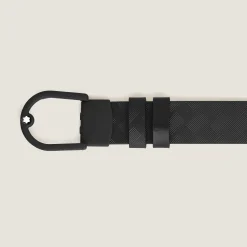 Cintura reversibile 30 mm in pelle nera/nera con fibbia a ferro di cavallo leggera