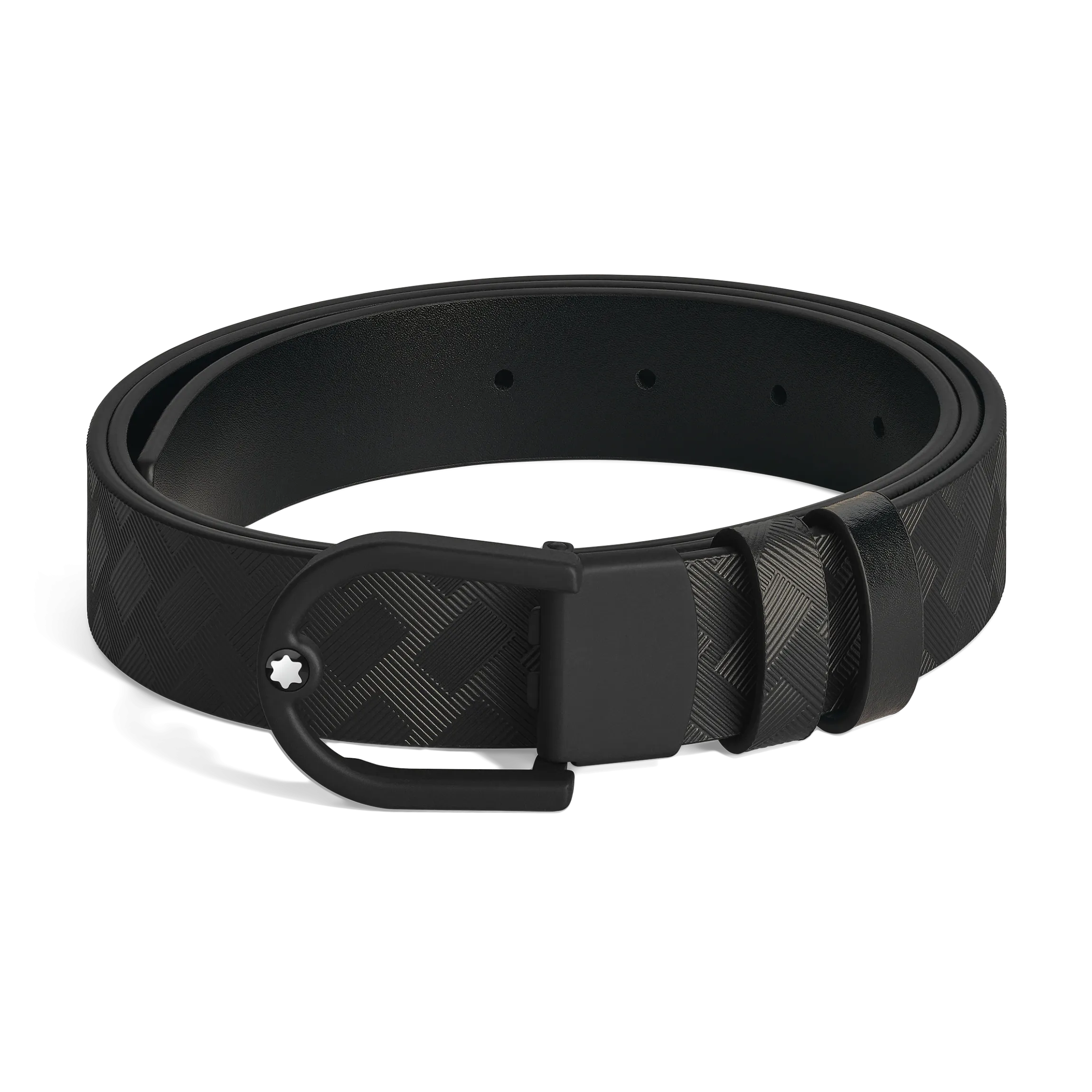 Cintura reversibile 30 mm in pelle nera/nera con fibbia a ferro di cavallo leggera