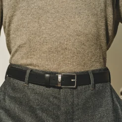 Cintura reversibile 30 mm in pelle blu velluto/nera con fibbia Everyday