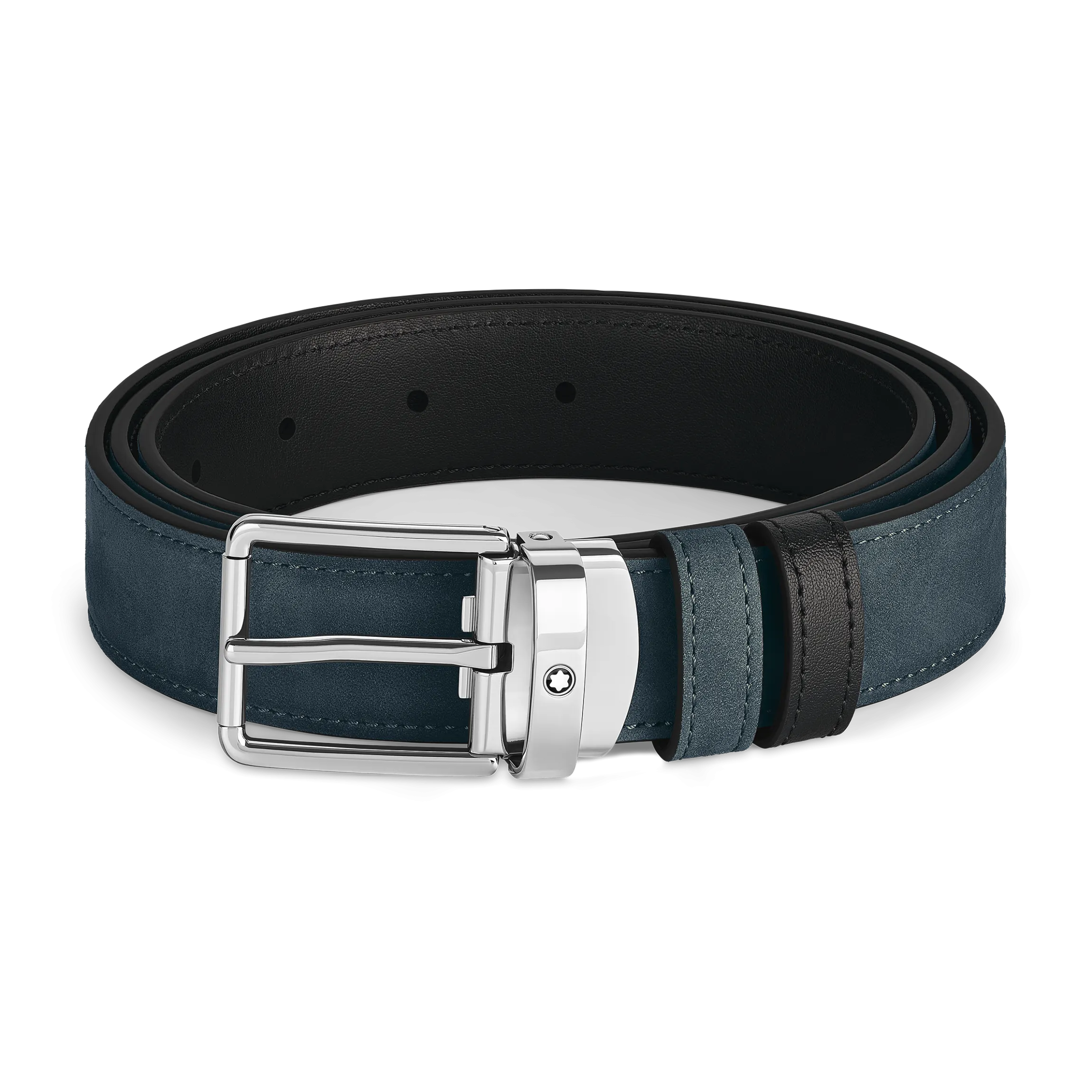 Cintura reversibile 30 mm in pelle blu velluto/nera con fibbia Everyday