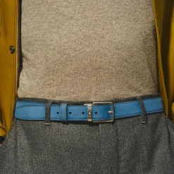 Cintura reversibile 30 mm in pelle blu velluto/nera con fibbia Everyday