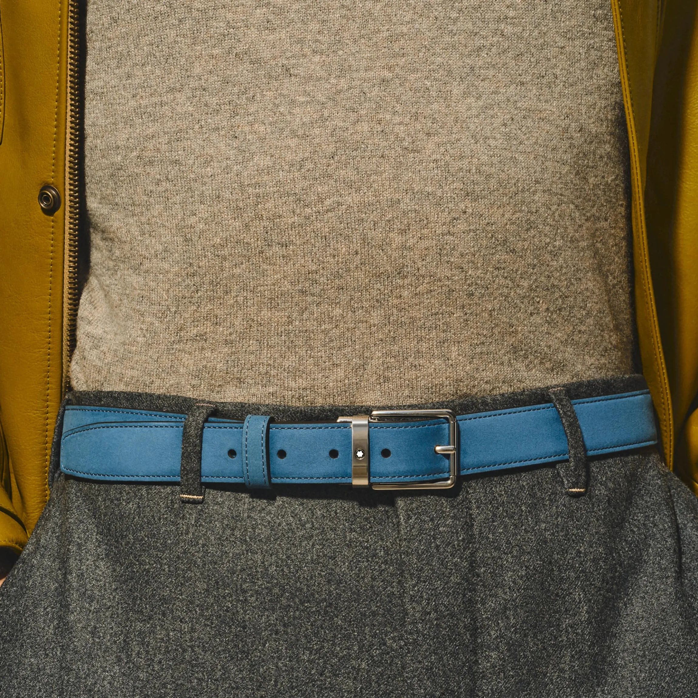 Cintura reversibile 30 mm in pelle blu velluto/nera con fibbia Everyday