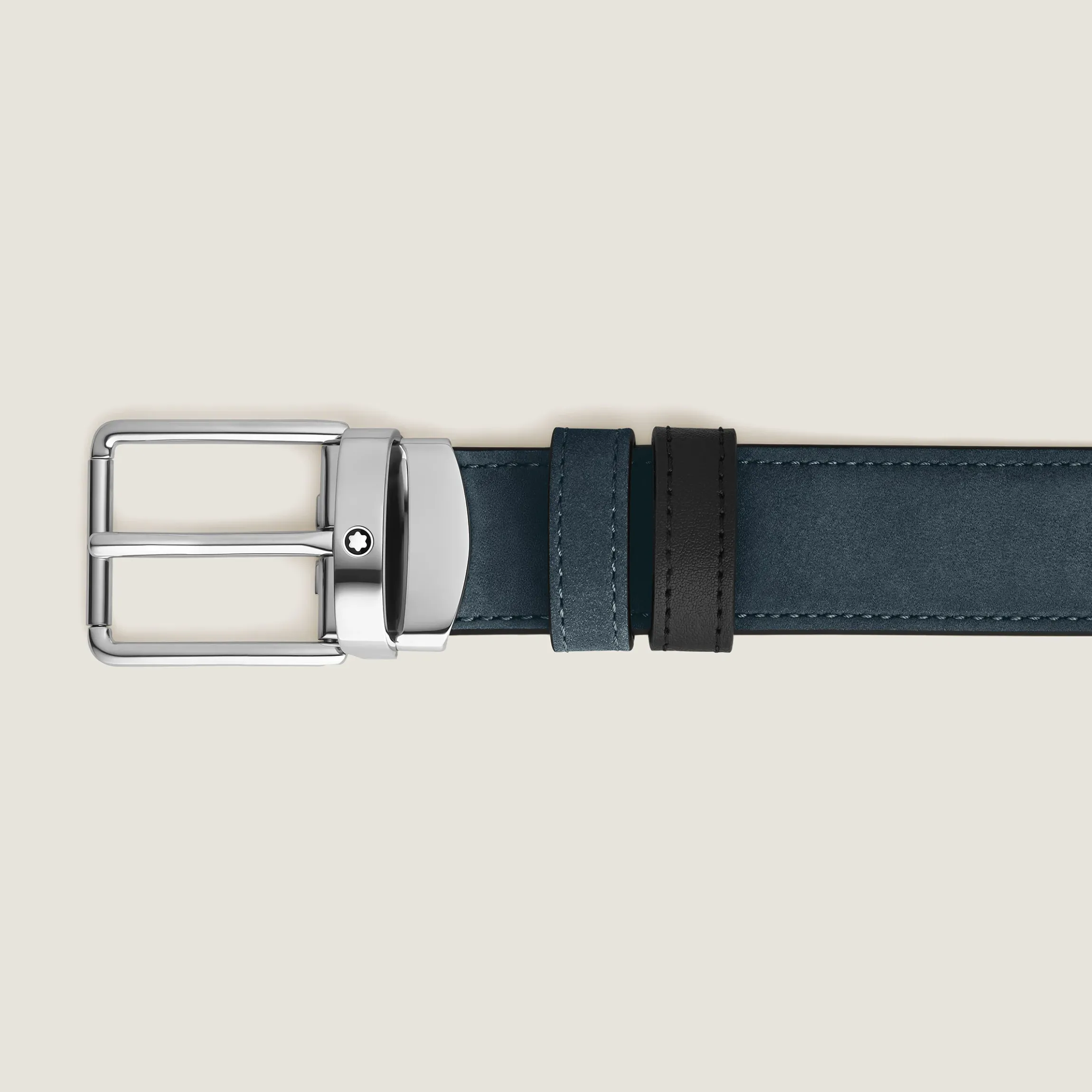 Cintura reversibile 30 mm in pelle blu velluto/nera con fibbia Everyday