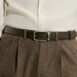 Cintura Reversibile 30 mm in Pelle Sartorial con Fibbia Rettangolare
