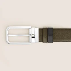 Cintura Reversibile 35 mm in Pelle con Grana con Fibbia Rettangolare