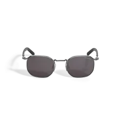 Occhiali da Sole Quadrati con Montatura in Metallo Grigio