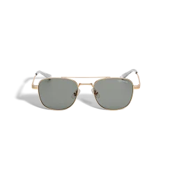 Occhiali da Sole Quadrati con Montatura in Metallo Color Oro