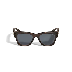 Occhiali da Sole Quadrati con Montatura in Acetato Havana