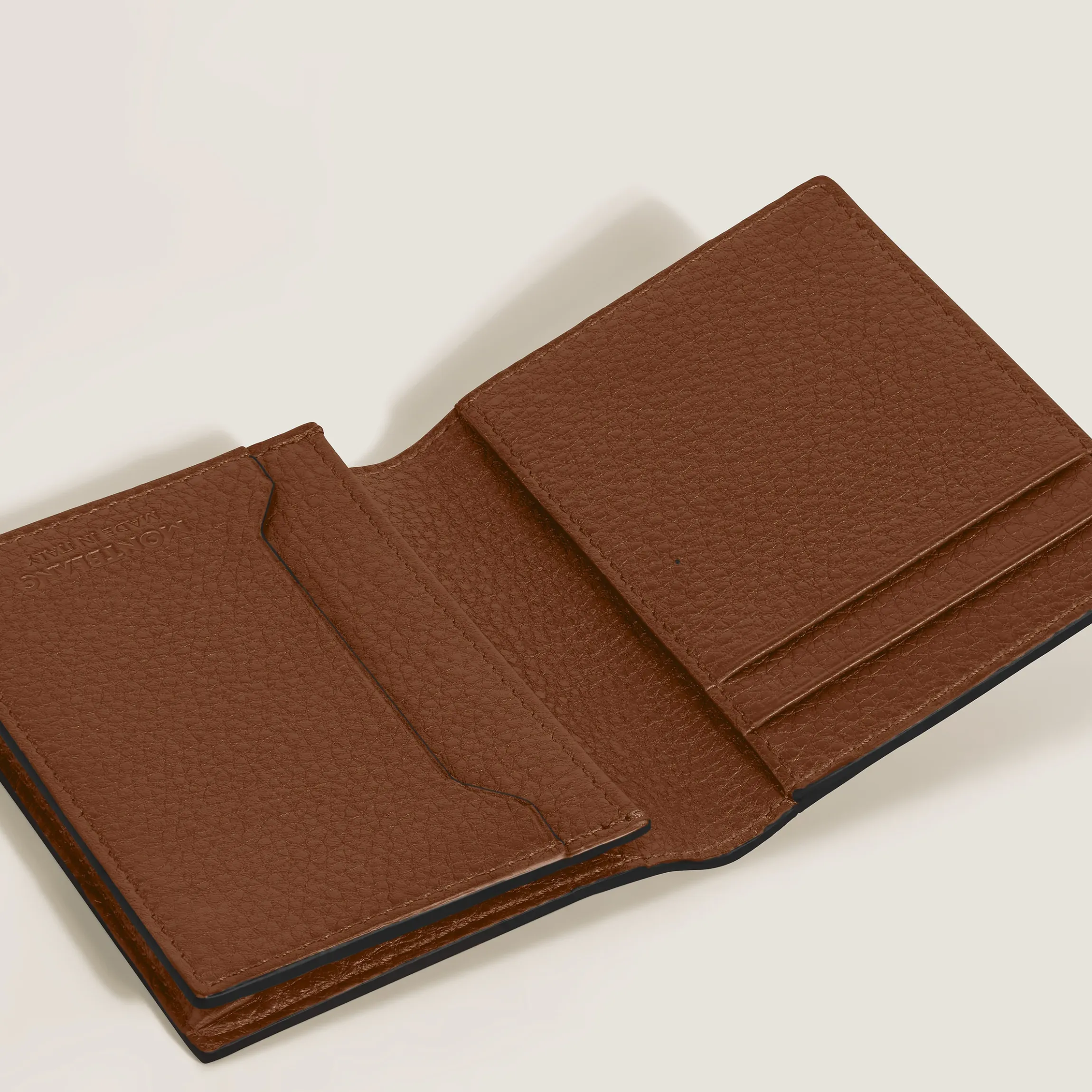 Portacarte 4 Tasche in Pelle con Grana