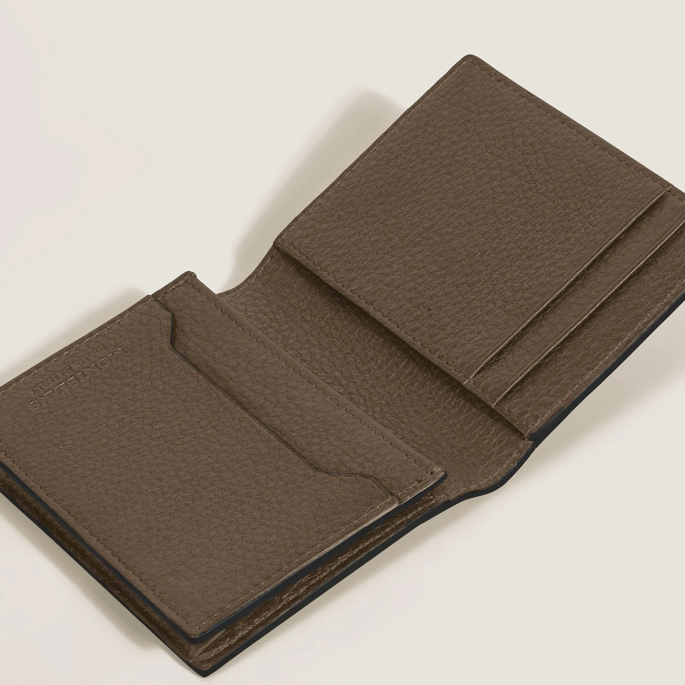Portacarte 4 Tasche in Pelle con Grana