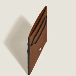 Portacarte 5 Tasche in Pelle con Grana