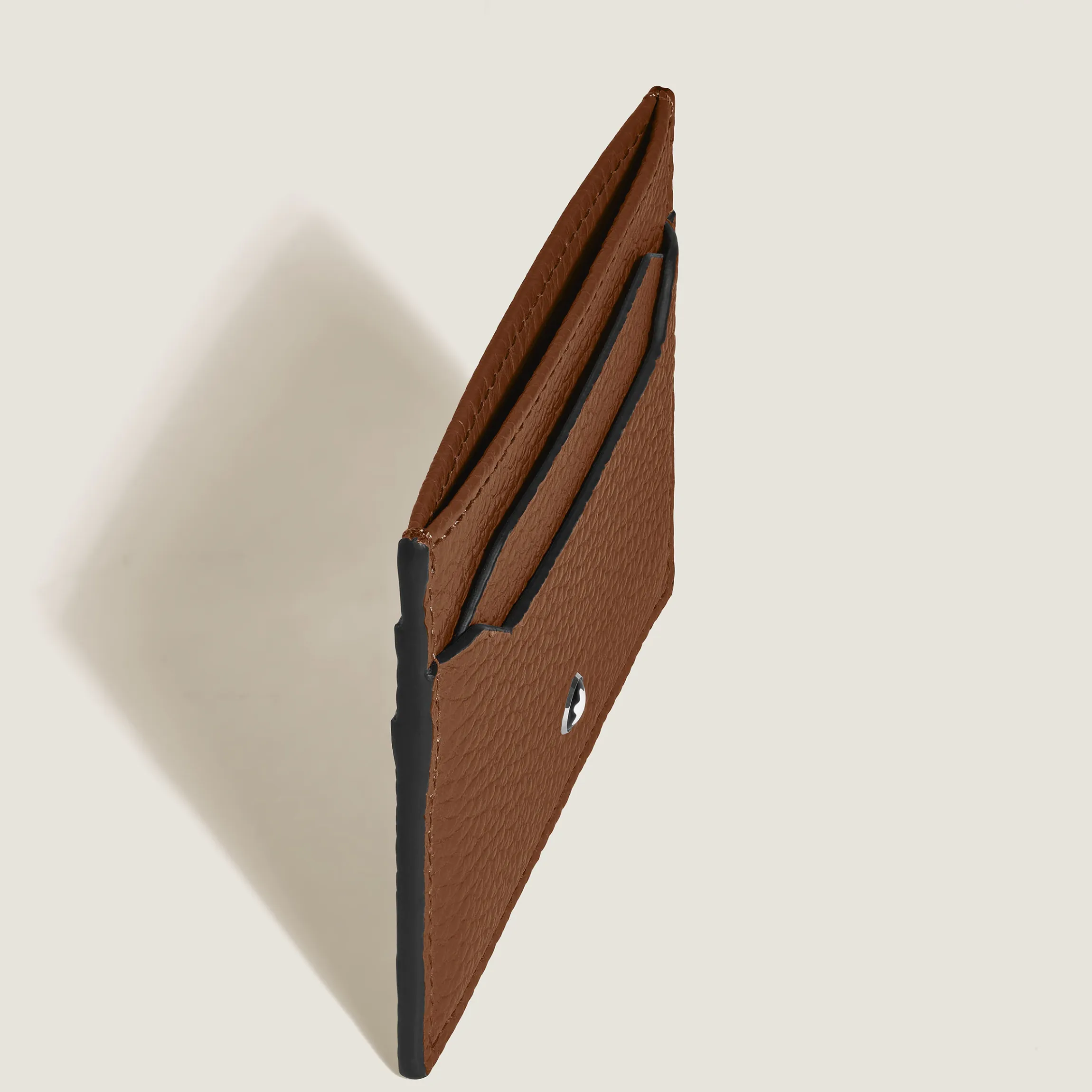 Portacarte 5 Tasche in Pelle con Grana