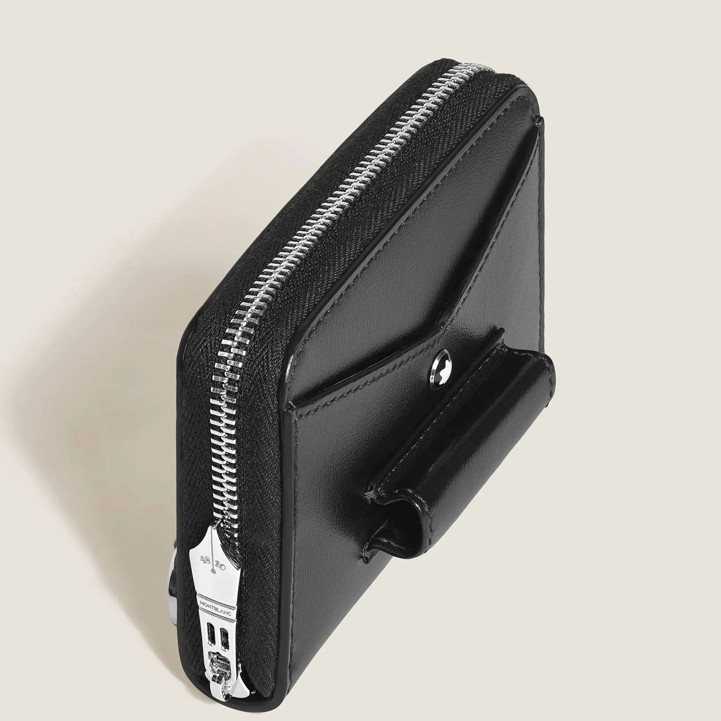 Portafoglio Mini 2 Tasche con Cerniera e Passante per Strumenti da Scrittura in Pelle Meisterstück