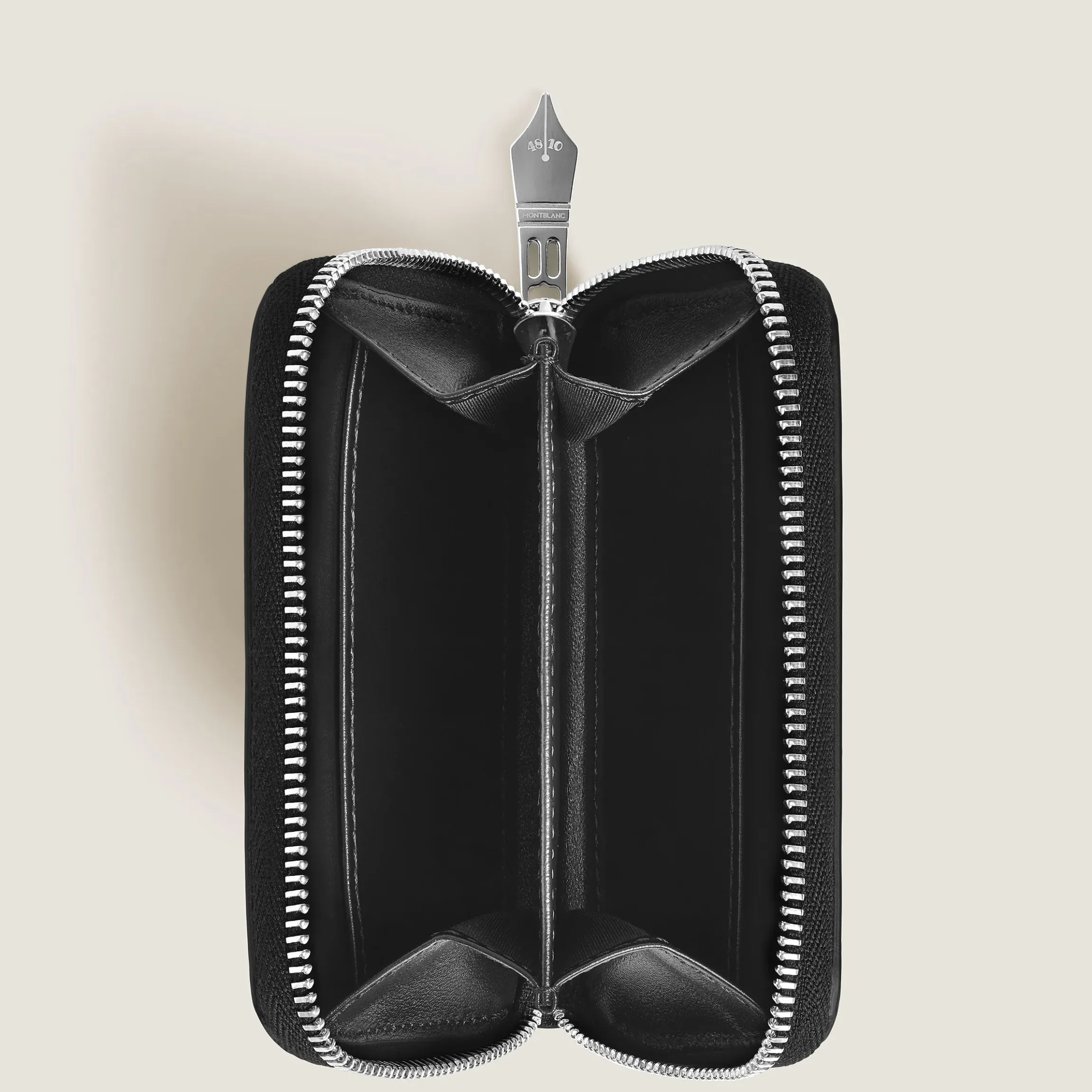 Portafoglio Mini 2 Tasche con Cerniera e Passante per Strumenti da Scrittura in Pelle Meisterstück