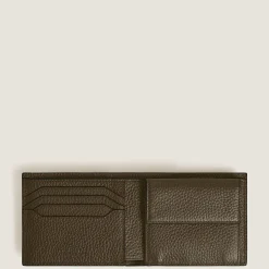 Portafoglio 4 Tasche con Portamonete in Pelle con Grana