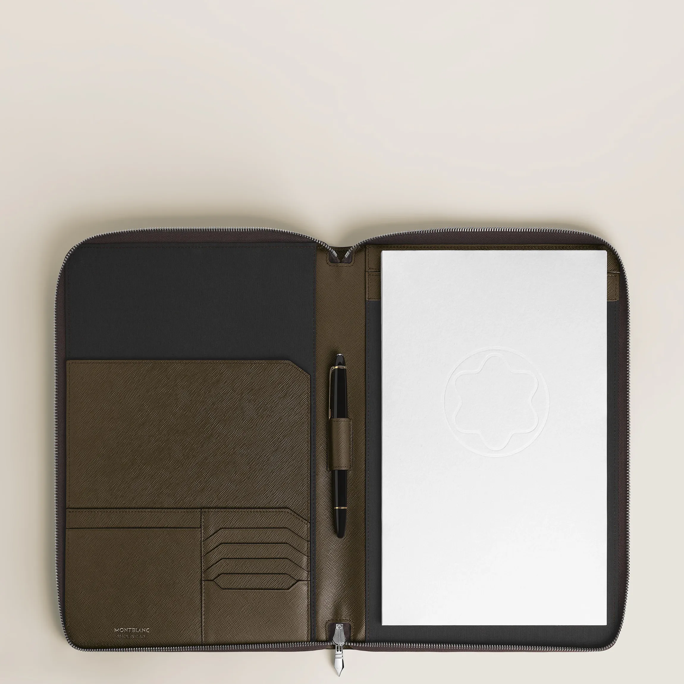 Porta Quaderno Medio con Cerniera in Pelle Sartorial