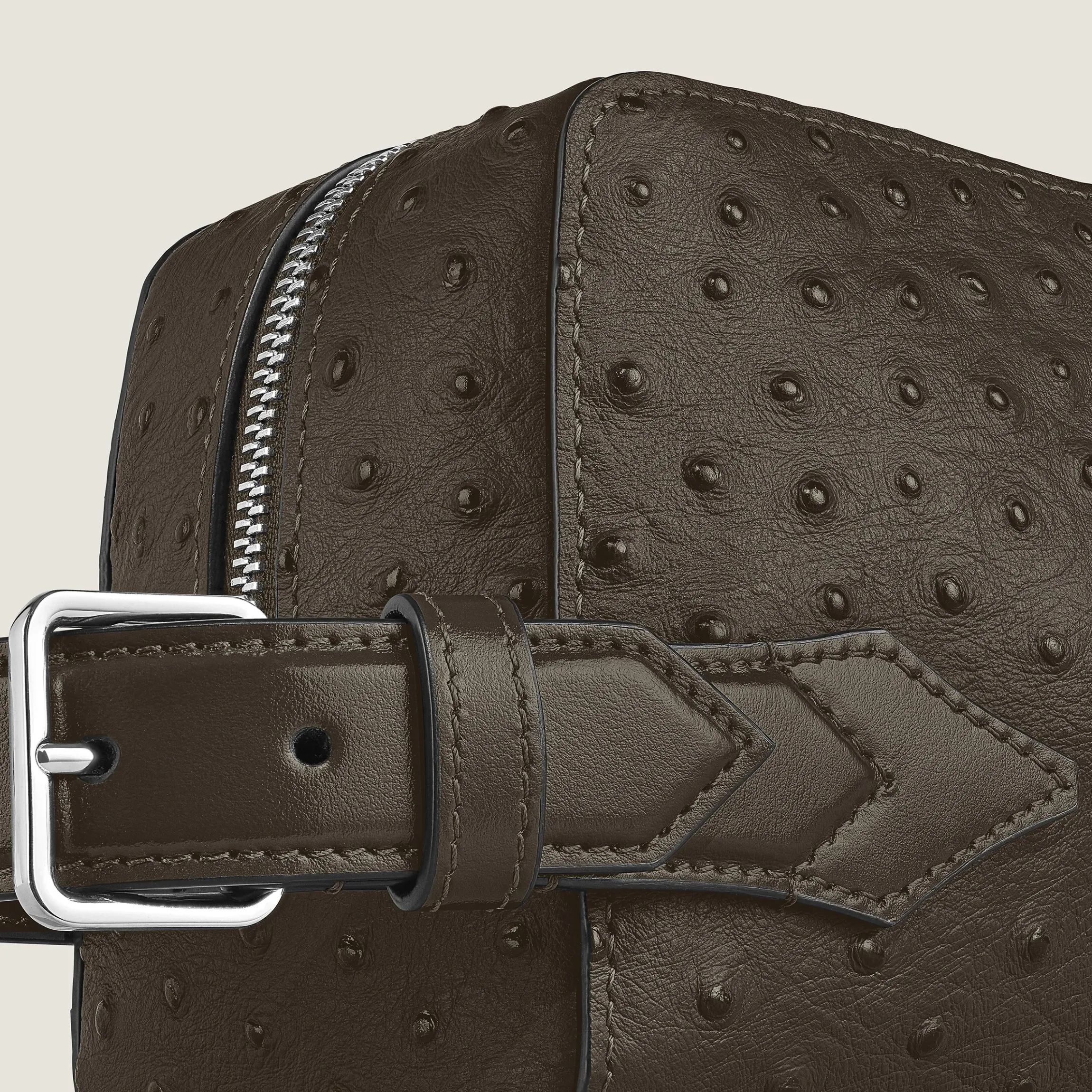 Trousse da Toilette in Pelle Stampata Struzzo