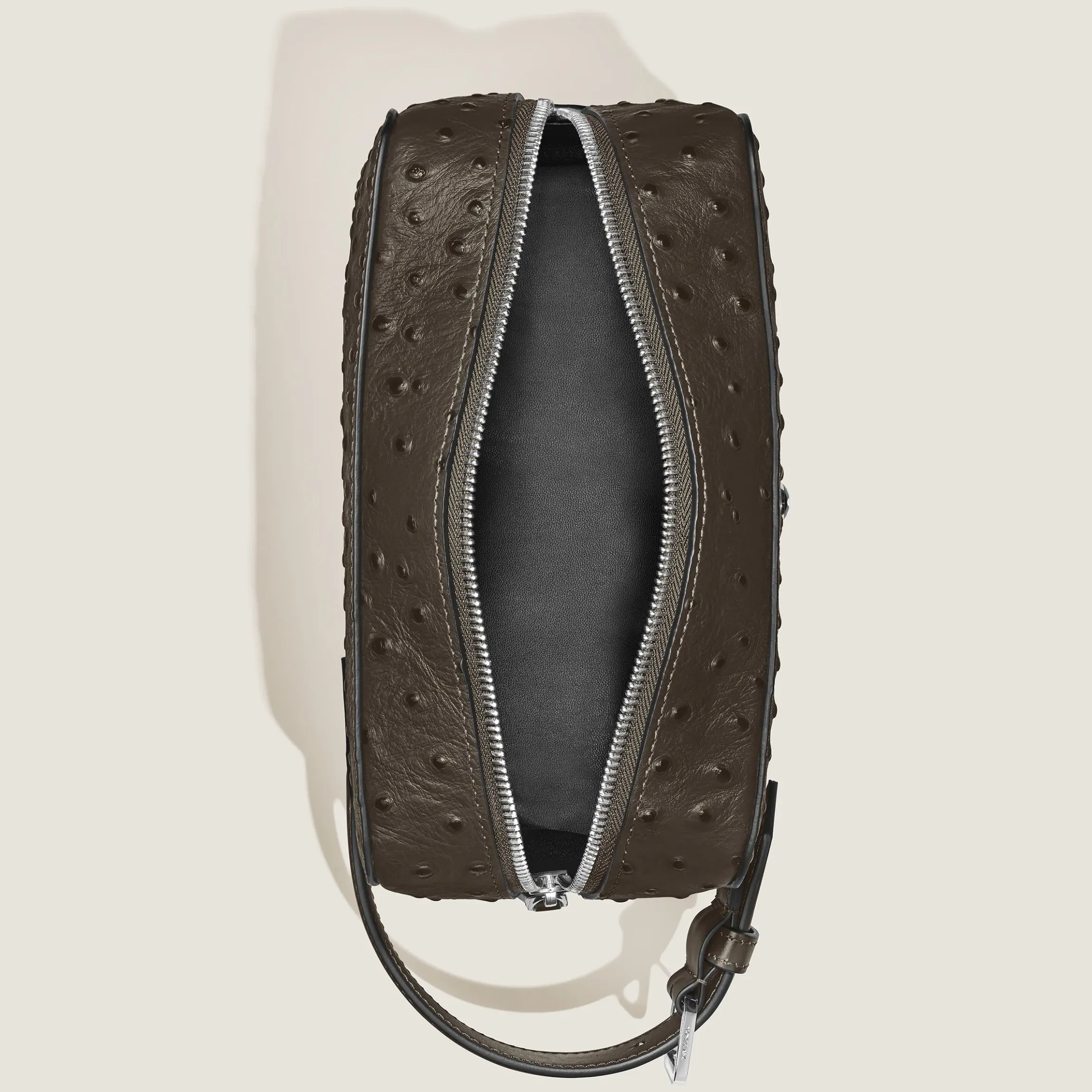 Trousse da Toilette in Pelle Stampata Struzzo