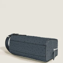 Trousse da Toilette in Pelle Stampata Struzzo