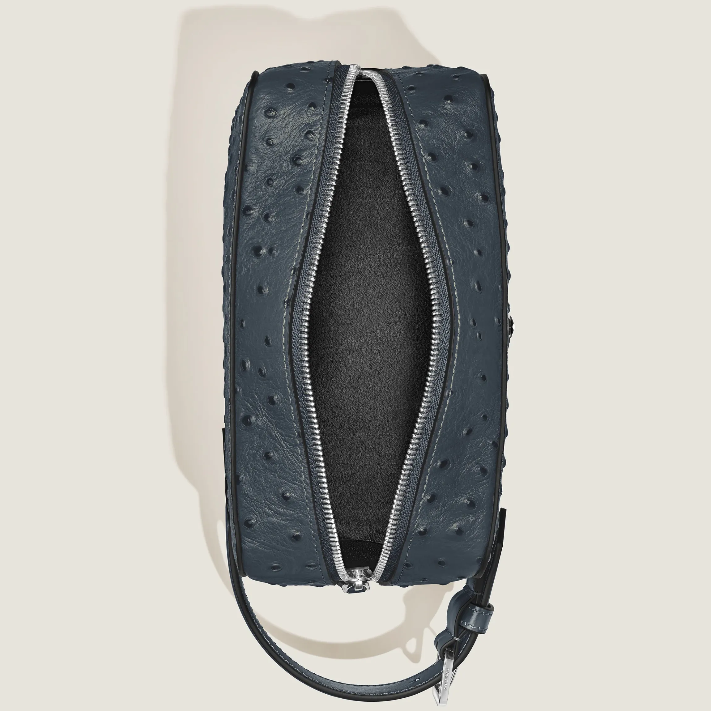 Trousse da Toilette in Pelle Stampata Struzzo